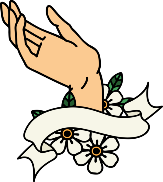 Bir insan tarafından çizilmiş geleneksel dövmeli bir el.