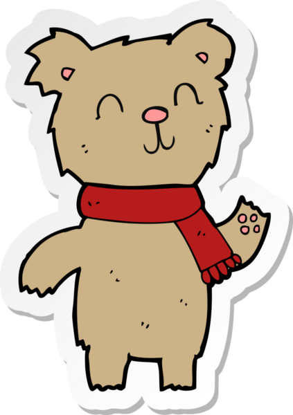 Bir insan tarafından çizilmiş şirin bir oyuncak ayının çıkartması.