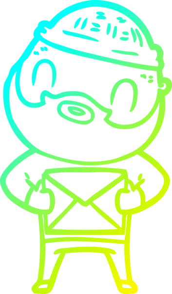 Bir insan tarafından çizilmiş sakallı bir karikatür çizimi.