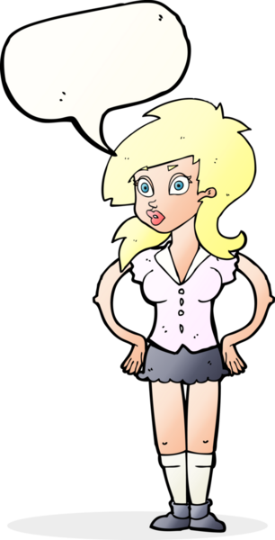 Bir insan tarafından çizilmiş konuşma balonu olan güzel bir kadın.