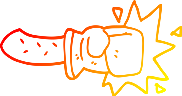 Bir insanın çizdiği çizgi film boks eldiveninin sıcak gradyan çizgisi.