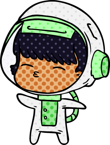 Bir insan tarafından çizilmiş meraklı astronot çizgi filmi.