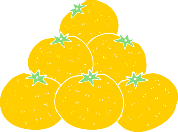 bir insan tarafından çizilen portakalların düz renk çizimi