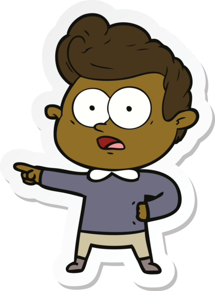 Bir insan tarafından çizilmiş, dik dik bakan bir çizgi film çıkartması.