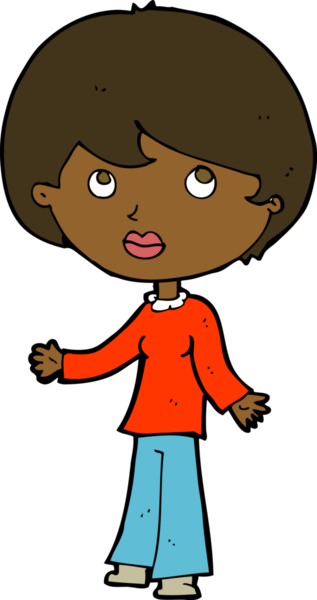 Bir insan tarafından çizilmiş bir çizgi film kadını.