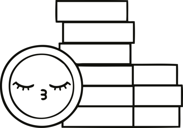 Bir insan tarafından çizilmiş bozuk paraların çizgi çizimi