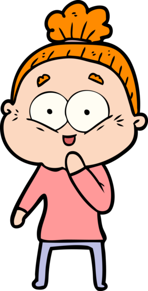 Bir insan tarafından çizilmiş mutlu yaşlı kadın çizgi filmi.