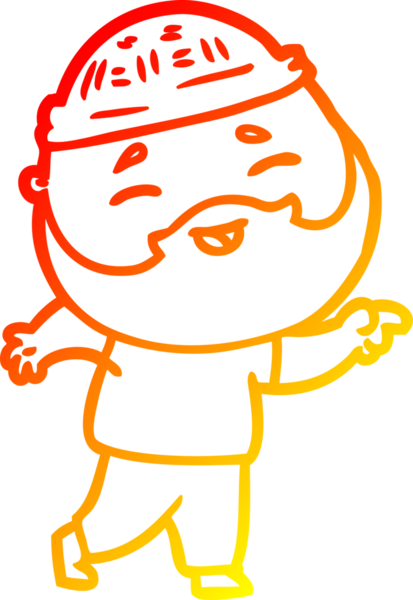 Bir insan tarafından çizilmiş mutlu sakallı bir adamın çizgi çizimi.