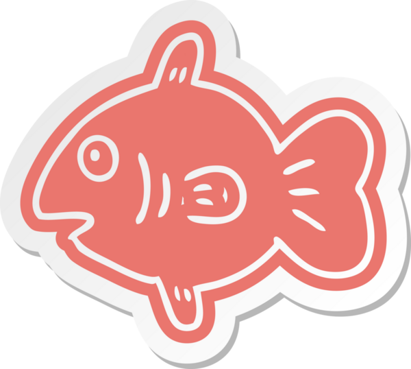 Bir insan tarafından çizilmiş bir deniz balığının karikatür etiketi.