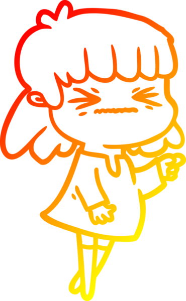 Bir insan tarafından çizilmiş kızgın bir kızın sıcak çizgi çizimi