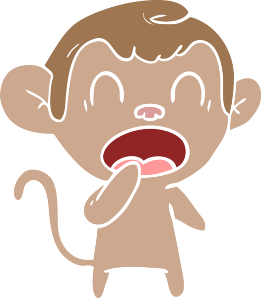 Bir insan tarafından çizilmiş düz renkli çizgi film maymunu