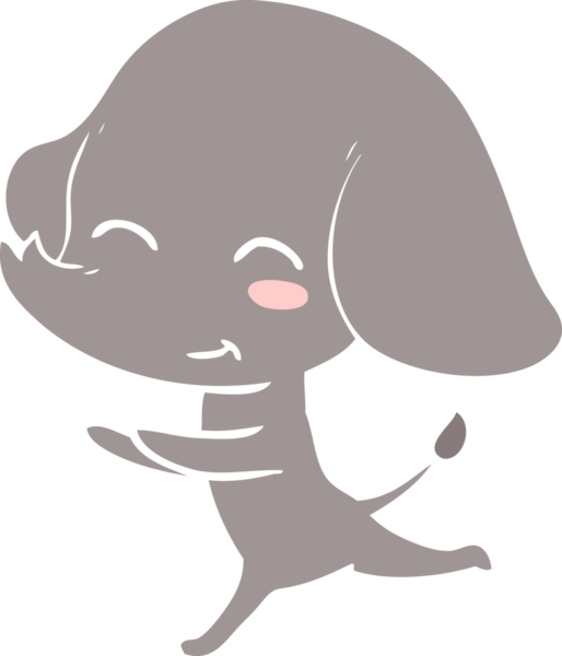 Bir insan tarafından çizilmiş şirin düz renkli çizgi film fili.