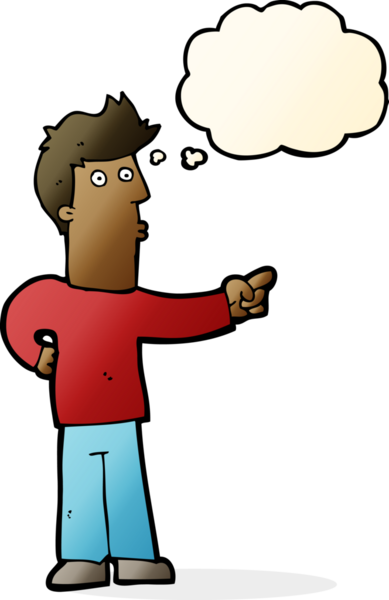 Karikatür meraklısı bir insan tarafından çizilmiş düşünce kabarcığını işaret ediyor.