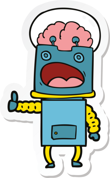 Bir insan tarafından çizilmiş robot karikatür çıkartması.