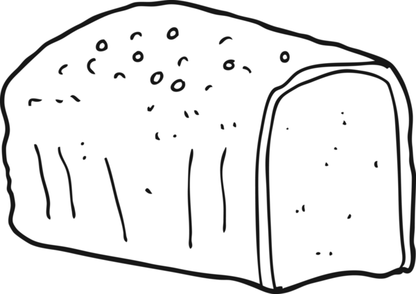 Bir insan tarafından çizilmiş siyah beyaz çizgi film ekmeği.