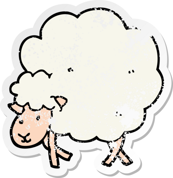Bir insan tarafından çizilmiş karikatür bir koyunun sıkıntılı çıkartması.