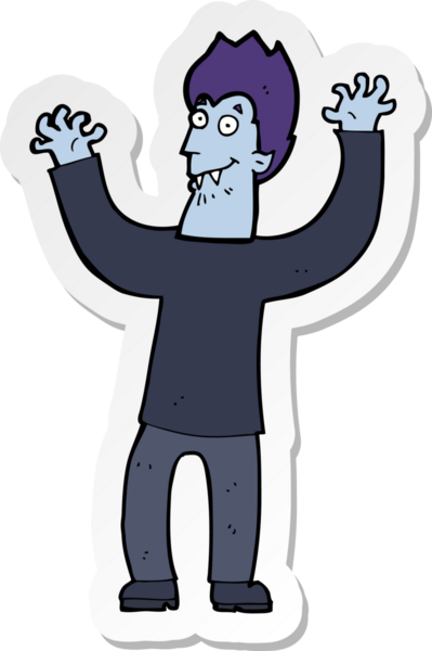 Bir insan tarafından çizilmiş cadılar bayramı vampirinin çıkartması.