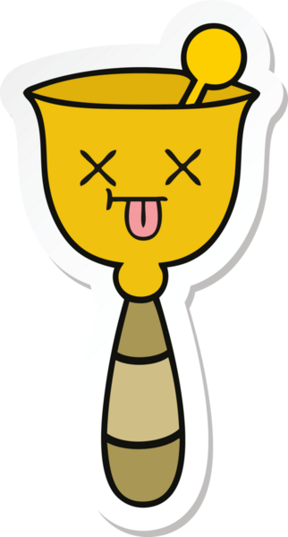 Bir insan tarafından çizilmiş şirin bir okul çanının çıkartması.