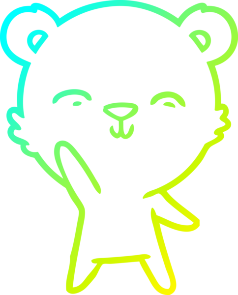 Bir insan tarafından çizilen mutlu çizgi film ayısının soğuk gradyan çizgisi.