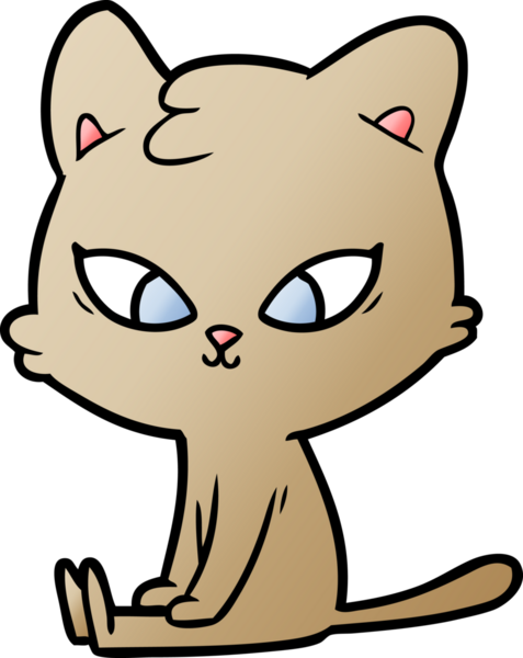 Bir insan tarafından çizilmiş sevimli çizgi film kedisi.