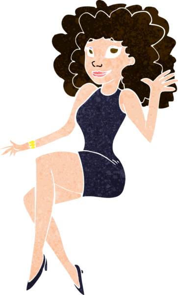 Bir insan tarafından çizilmiş, oturan bir kadın.