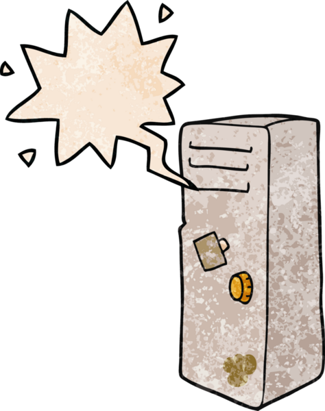 Bir insan tarafından çizilmiş eski moda konuşma baloncuklu çizgi film dolabı.