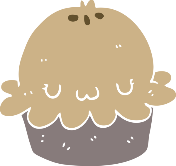 Bir insan tarafından çizilmiş şirin düz renkli çizgi film pastası.