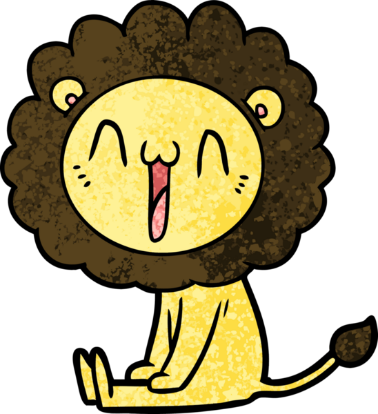 Bir insan tarafından çizilmiş mutlu çizgi film aslanı.