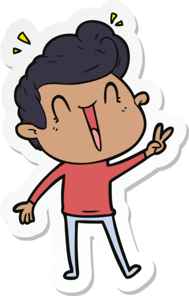 Bir insan tarafından çizilmiş heyecanlı bir adamın çıkartması.