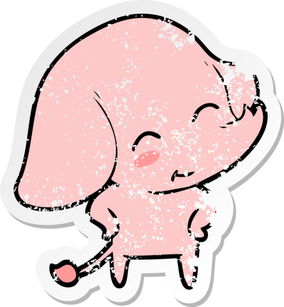 Bir insan tarafından çizilmiş şirin bir filin sıkıntılı çıkartması