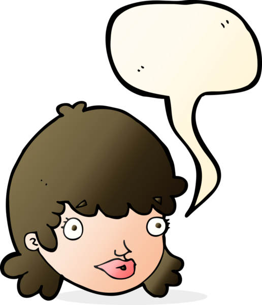 Bir insan tarafından çizilmiş konuşma baloncuğu ile şaşırmış kadın yüzü.