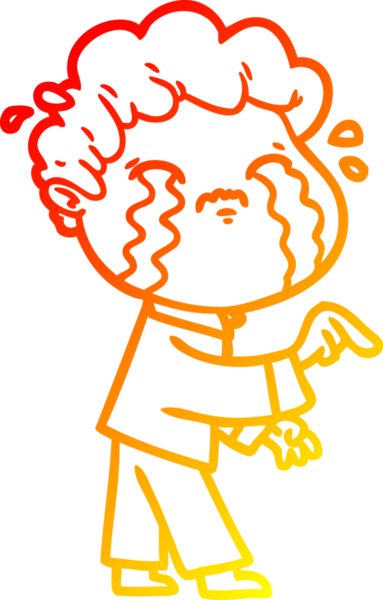 Bir insan tarafından çizilmiş ağlayan bir çizgi film karakteri çizimi.