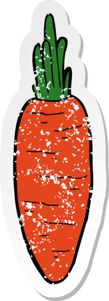 Bir insan tarafından çizilmiş karikatür havucu etiketi.