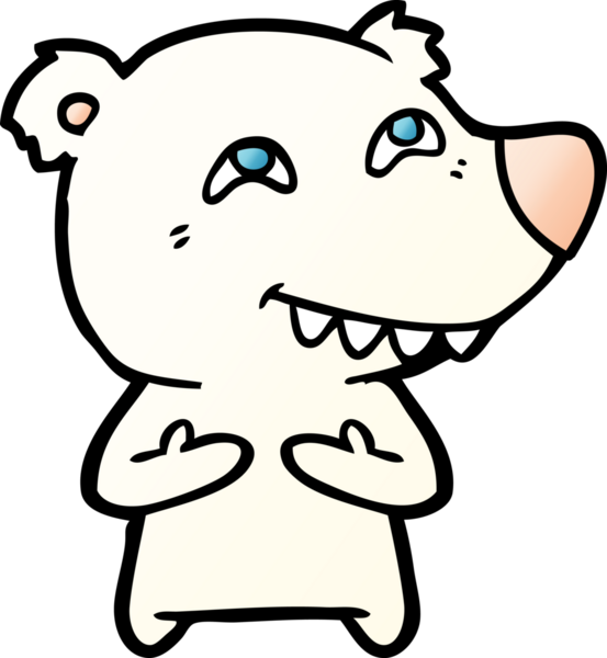 Karikatür kutup ayısı bir insan tarafından çizilmiş dişleri gösteriyor