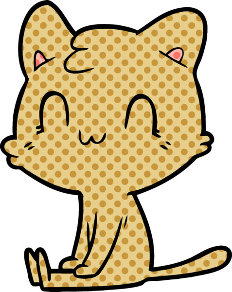 Bir insan tarafından çizilmiş mutlu bir kedi.