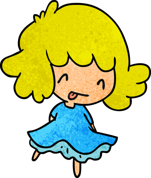 Bir insan tarafından çizilmiş sevimli bir kawai kızının desenli çizimi.