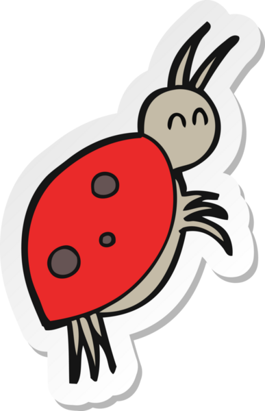 Bir insan tarafından çizilmiş bir uğur böceğinin çıkartması.