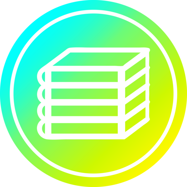 Bir insan tarafından çizilen serin gradyan bitiş ile kitap yığınları dairesel simge
