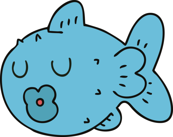 Bir insan tarafından çizilmiş garip bir karikatür balığı.