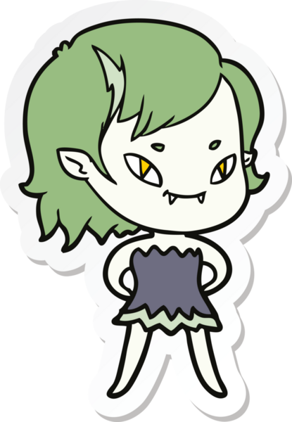 Bir insan tarafından çizilmiş vampir bir kızın çıkartması.