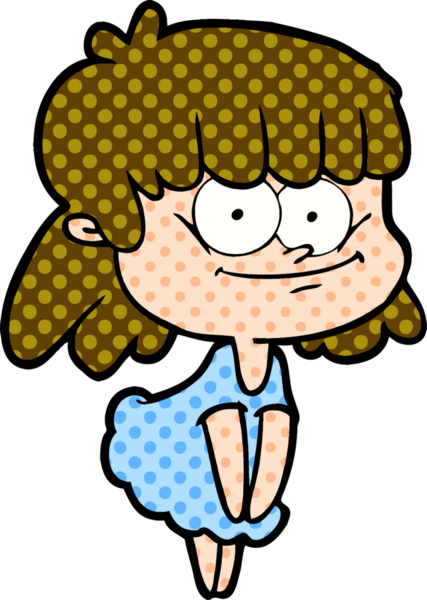 Bir insan tarafından çizilmiş gülümseyen bir kadın.