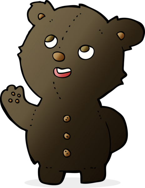 Bir insan tarafından çizilmiş sevimli siyah ayı yavrusu.