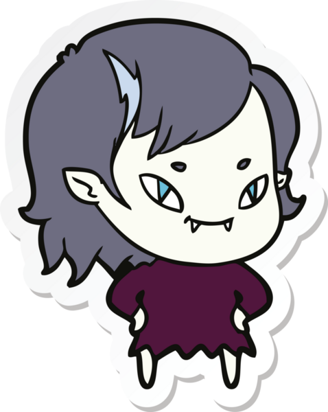 Bir insan tarafından çizilmiş, karikatür dostu vampir bir kızın çıkartması.