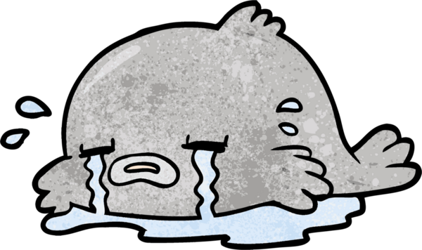 Bir insan tarafından çizilmiş ağlayan balık çizgi filmi.