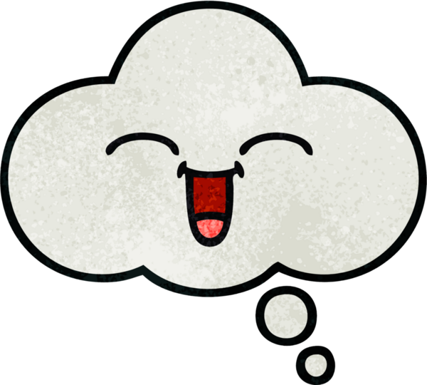 Bir insan tarafından çizilmiş bir düşünce baloncuğunun retro grunge doku karikatürü