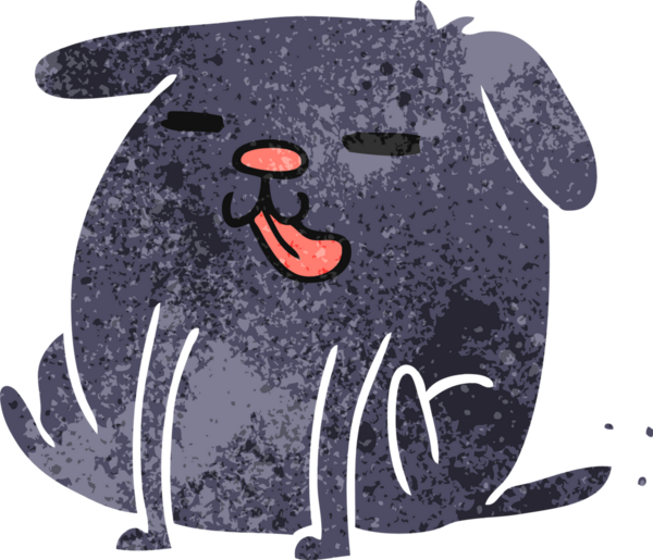 Bir insan tarafından çizilmiş sevimli bir köpeğin eski çizgi film çizimi kawaii