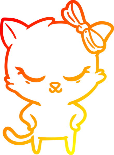 Bir insan tarafından çizilmiş sevimli bir çizgi film kedisinin sıcak çizgi çizimi