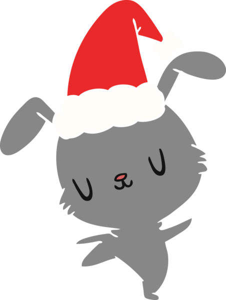 Bir insan tarafından çizilmiş kawai tavşanının el çizimi Noel karikatürü