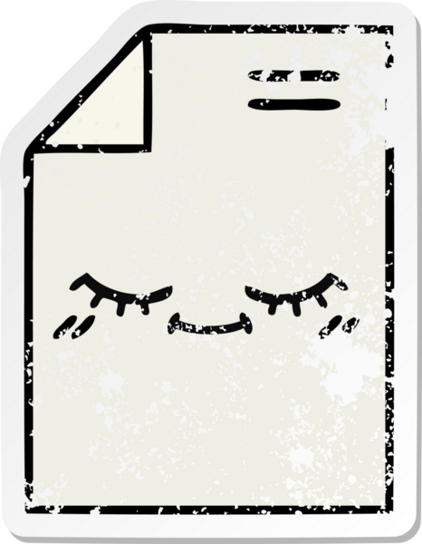 Bir insan tarafından çizilmiş sevimli bir karikatür kağıdının sıkıntılı çıkartması.