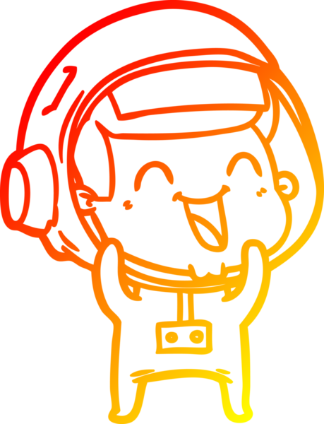 Bir insan tarafından çizilmiş mutlu bir astronotun sıcak çizgi çizimi